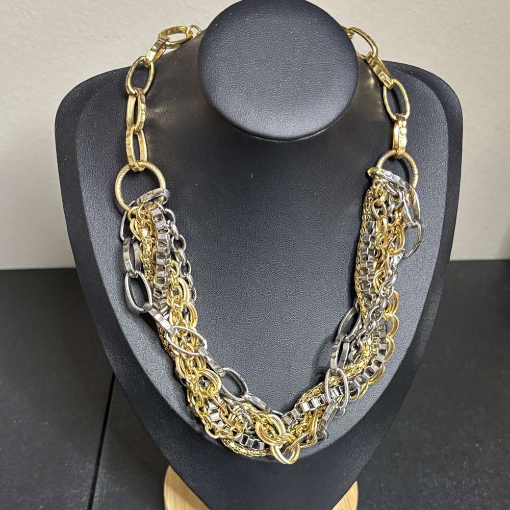 Talbots Multi Tone Chunky Chain Statement Necklace - image 1